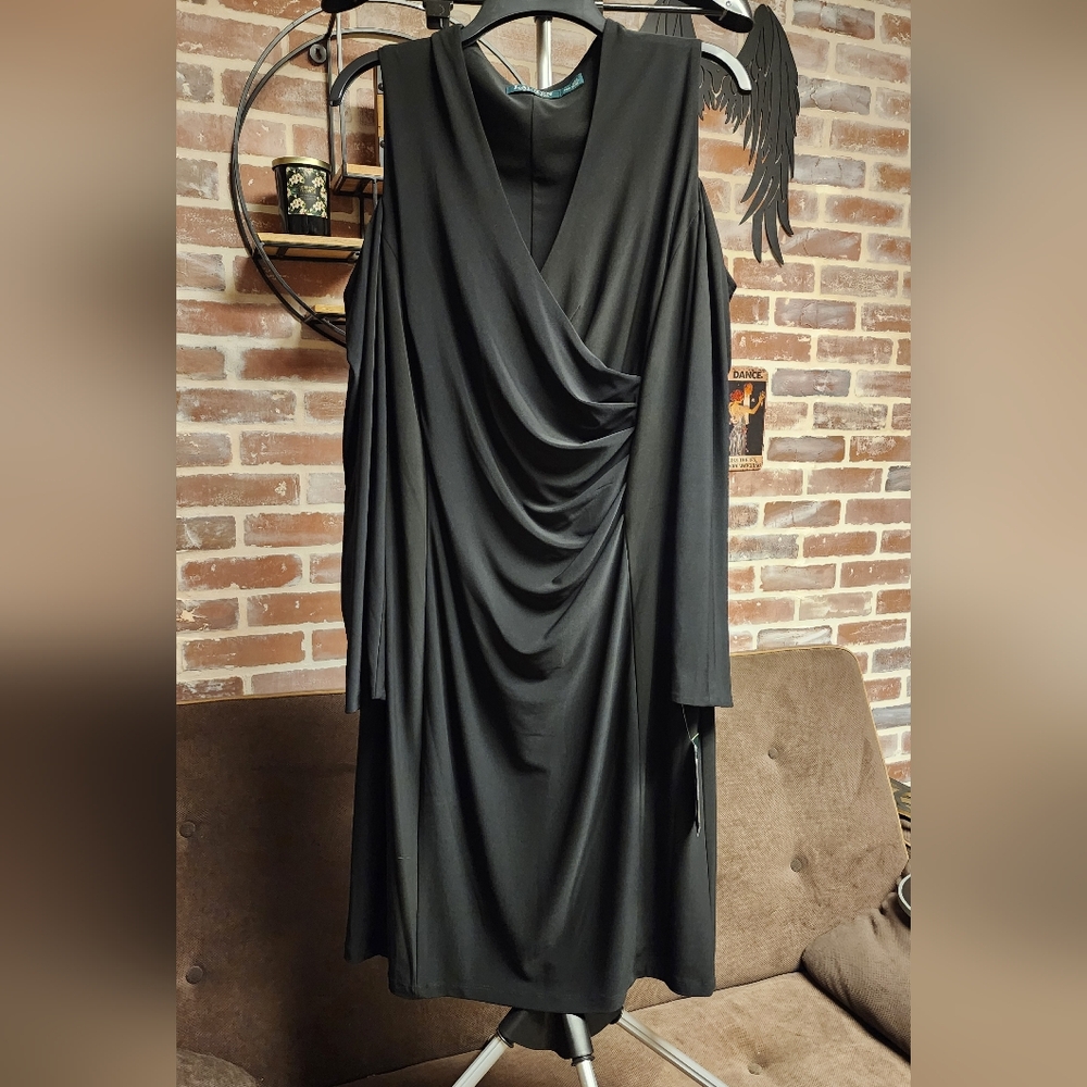 Ralph Lauren Black Long Sleeve Draped Dress